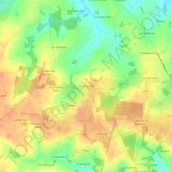Le Liminboutの地形図、標高、地勢