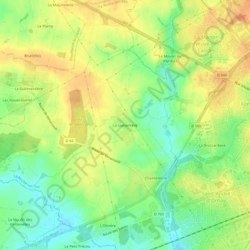 La Guibertièreの地形図、標高、地勢