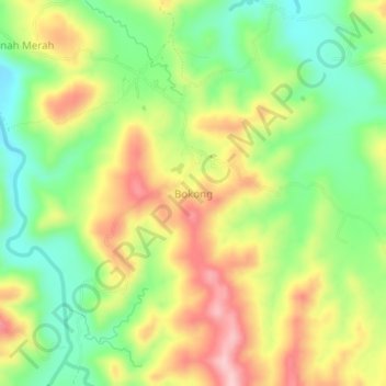 Bokongの地形図、標高、地勢