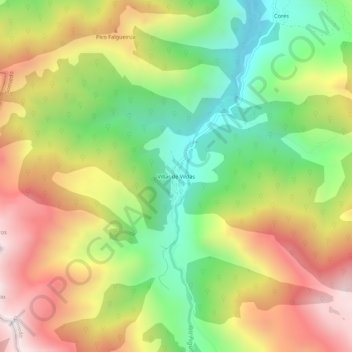 Villar de Vildasの地形図、標高、地勢