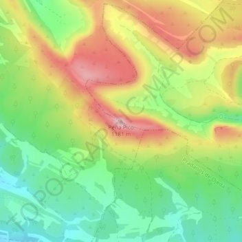 Peña Picoの地形図、標高、地勢