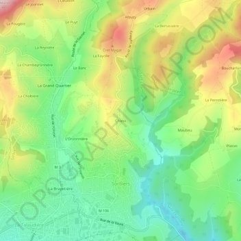 Chanaの地形図、標高、地勢