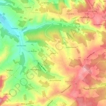 Lavaudの地形図、標高、地勢