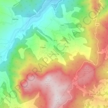 Vezzolaccaの地形図、標高、地勢