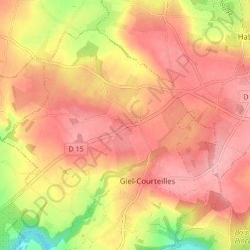 Courteillesの地形図、標高、地勢