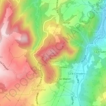 Monte Bibeleの地形図、標高、地勢