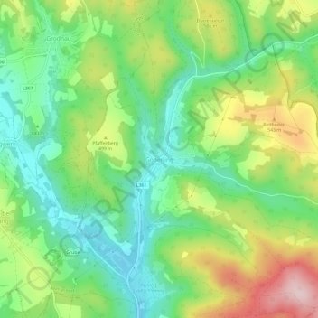 Goberlingの地形図、標高、地勢