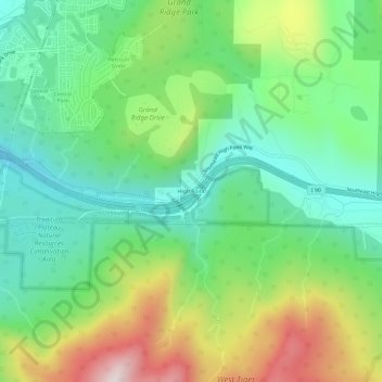 High Pointの地形図、標高、地勢