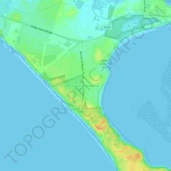 Cape Woolamaiの地形図、標高、地勢
