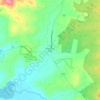 Welshman's Reefの地形図、標高、地勢
