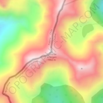 Cerro de la Virgenの地形図、標高、地勢