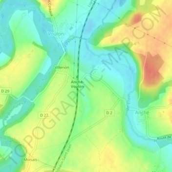 La Lezeの地形図、標高、地勢