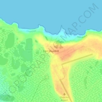 Fort Churchillの地形図、標高、地勢