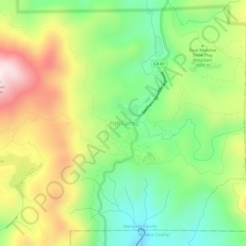Fish Campの地形図、標高、地勢