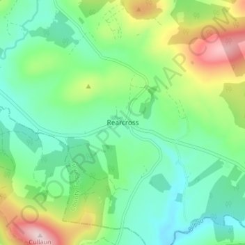 Rearcrossの地形図、標高、地勢