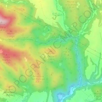 Monte Ercoleの地形図、標高、地勢