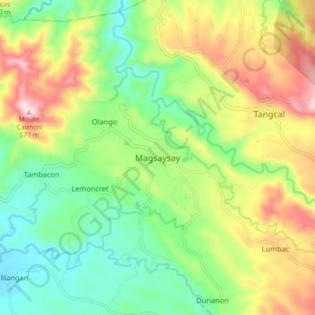 Magsaysayの地形図、標高、地勢