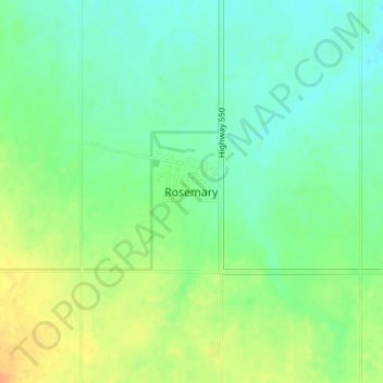 Rosemaryの地形図、標高、地勢