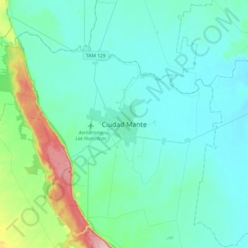 Ciudad Manteの地形図、標高、地勢