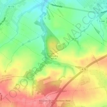 Kaßbergの地形図、標高、地勢
