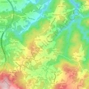 Igrejaの地形図、標高、地勢