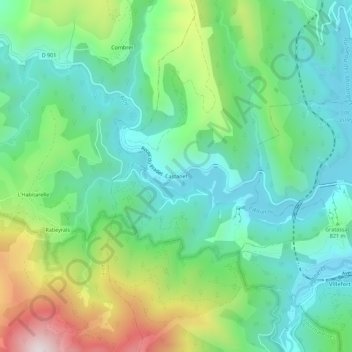 Castanetの地形図、標高、地勢
