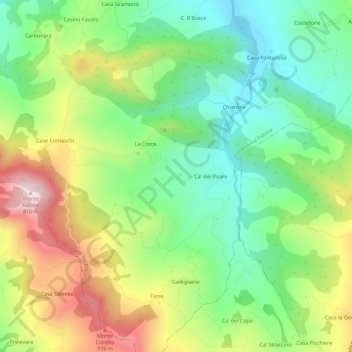 Roccapulzanaの地形図、標高、地勢
