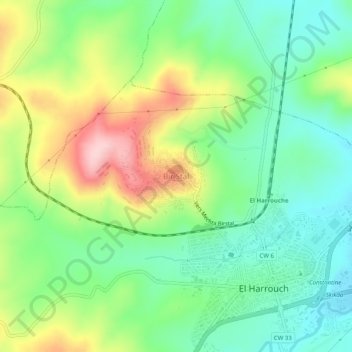 Bir Stalの地形図、標高、地勢