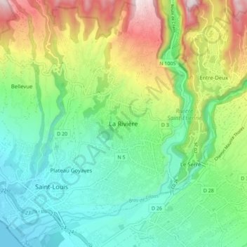 La Rivièreの地形図、標高、地勢