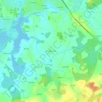 Moustoir-Lorhoの地形図、標高、地勢