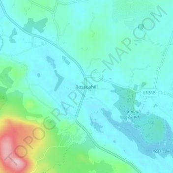 Rosscahillの地形図、標高、地勢