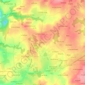 Rauloisの地形図、標高、地勢