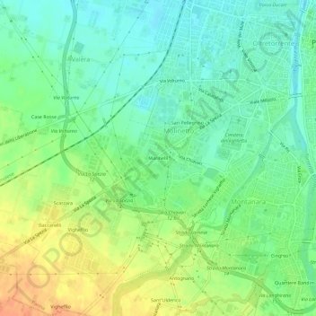 Marinelliの地形図、標高、地勢