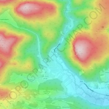 Siedingの地形図、標高、地勢