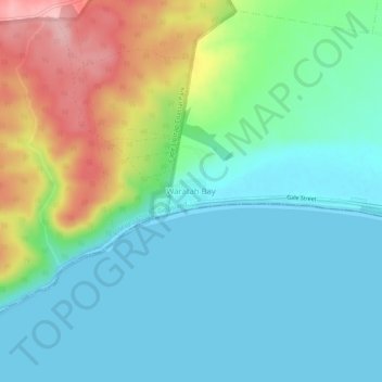 Waratah Bayの地形図、標高、地勢