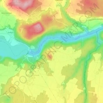 Humtschachの地形図、標高、地勢