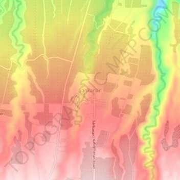 Sankananの地形図、標高、地勢