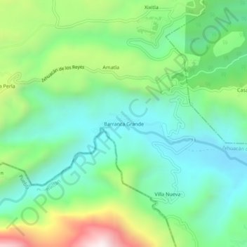 Barranca Grandeの地形図、標高、地勢
