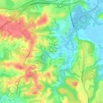 Luberriの地形図、標高、地勢