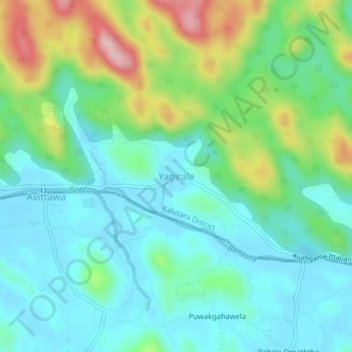 Yagiralaの地形図、標高、地勢