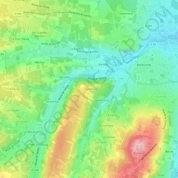Chaillierの地形図、標高、地勢
