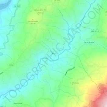 Arcoの地形図、標高、地勢