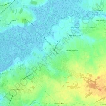 Le Fenouillerの地形図、標高、地勢