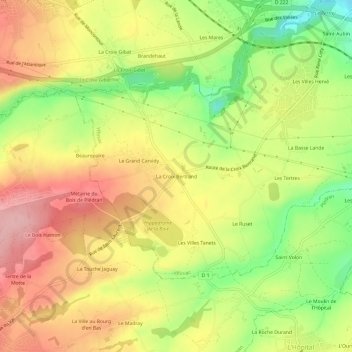 La Croix Bertrandの地形図、標高、地勢
