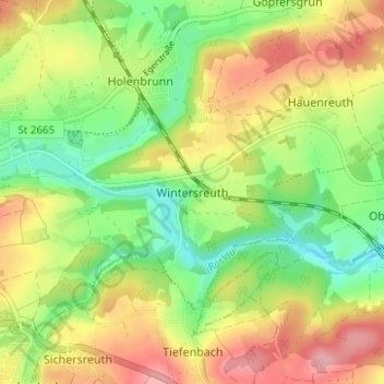 Wintersreuthの地形図、標高、地勢