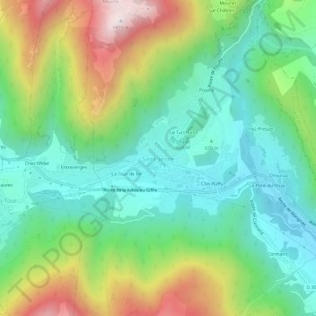 Saint-Jeoireの地形図、標高、地勢