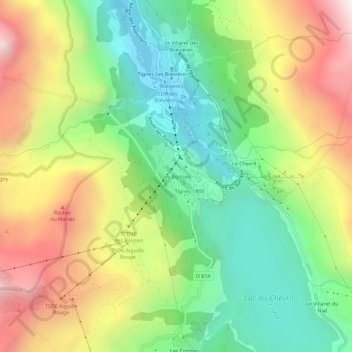 Les Boissesの地形図、標高、地勢