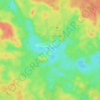 Acaricuaraの地形図、標高、地勢