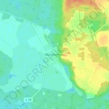 Münchehofeの地形図、標高、地勢