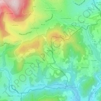 Mainbœufの地形図、標高、地勢